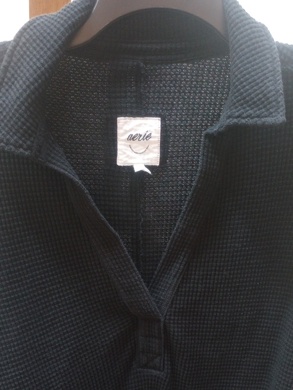 Aerie  V Neck Waffle Shirt